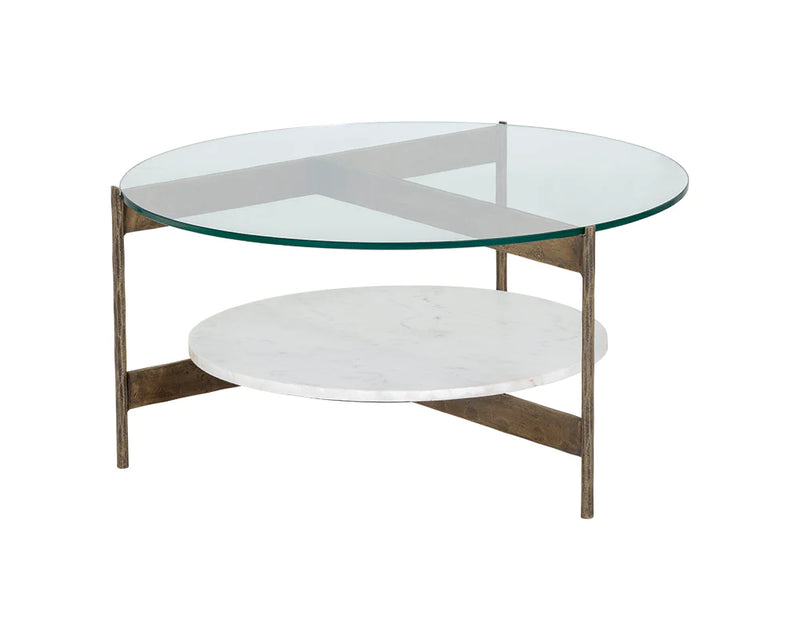 high-quality round glass coffee table