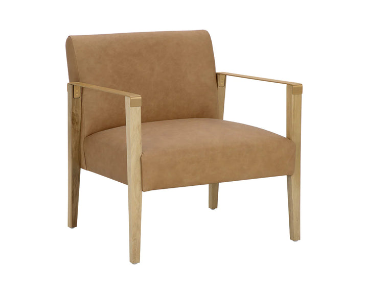 PB-06EAR Leather Lounge Chair -Rustic Oak