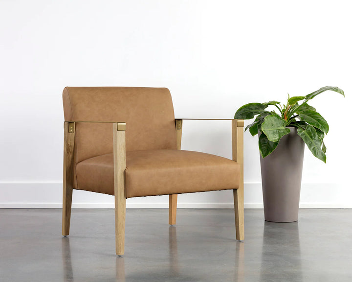PB-06EAR Leather Lounge Chair -Rustic Oak