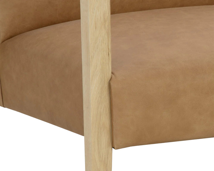 PB-06EAR Leather Lounge Chair -Rustic Oak