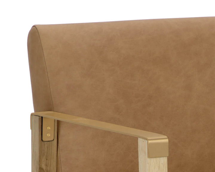 PB-06EAR Leather Lounge Chair -Rustic Oak