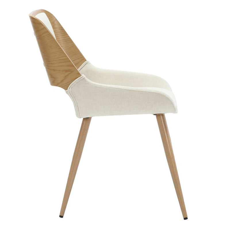 PB-07HUD Dining Chair - Beige Fabric and Natural Metal and Wood
