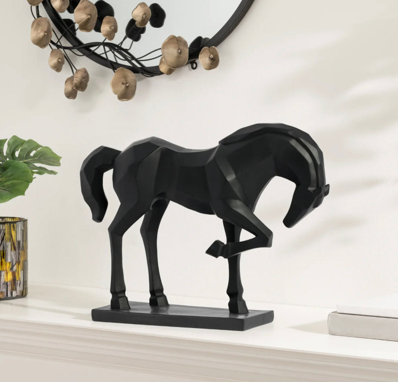 Carved Majestic Prancing Horse Decor Statue