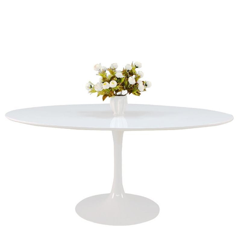 PB-28 Oval White Shiny MDF Dining Table