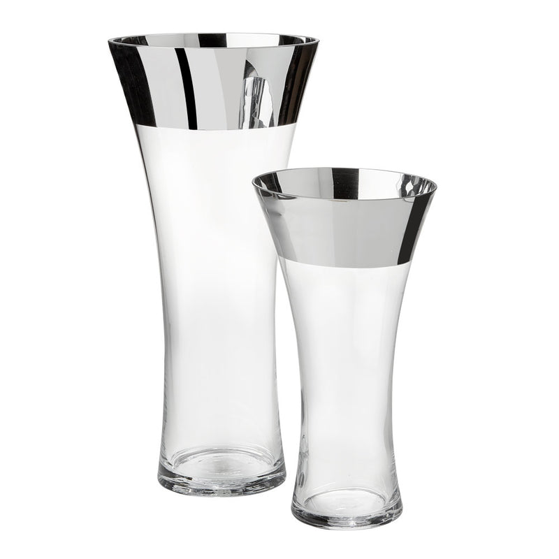 PB-11 Glass Vase w/ silver rim- Set of 2