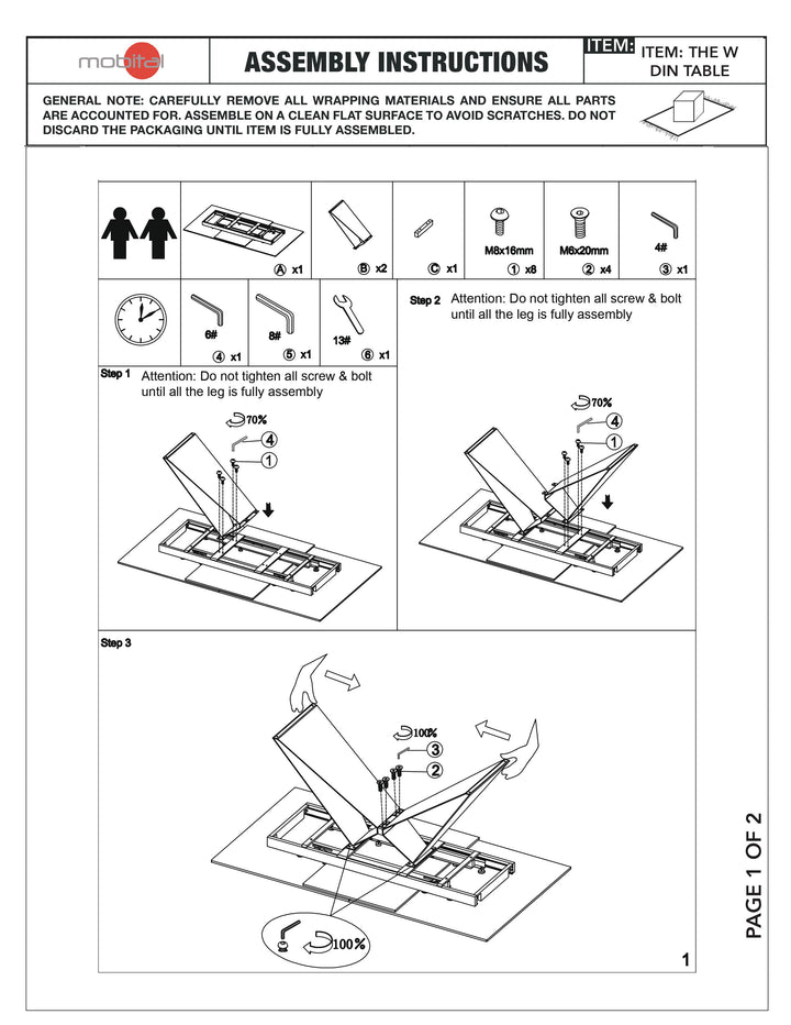 W Double Extension Table- 63-94"