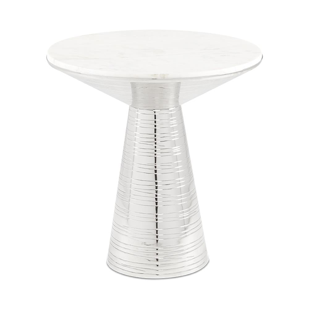 PB-11VAL Round End Table- Marble Top