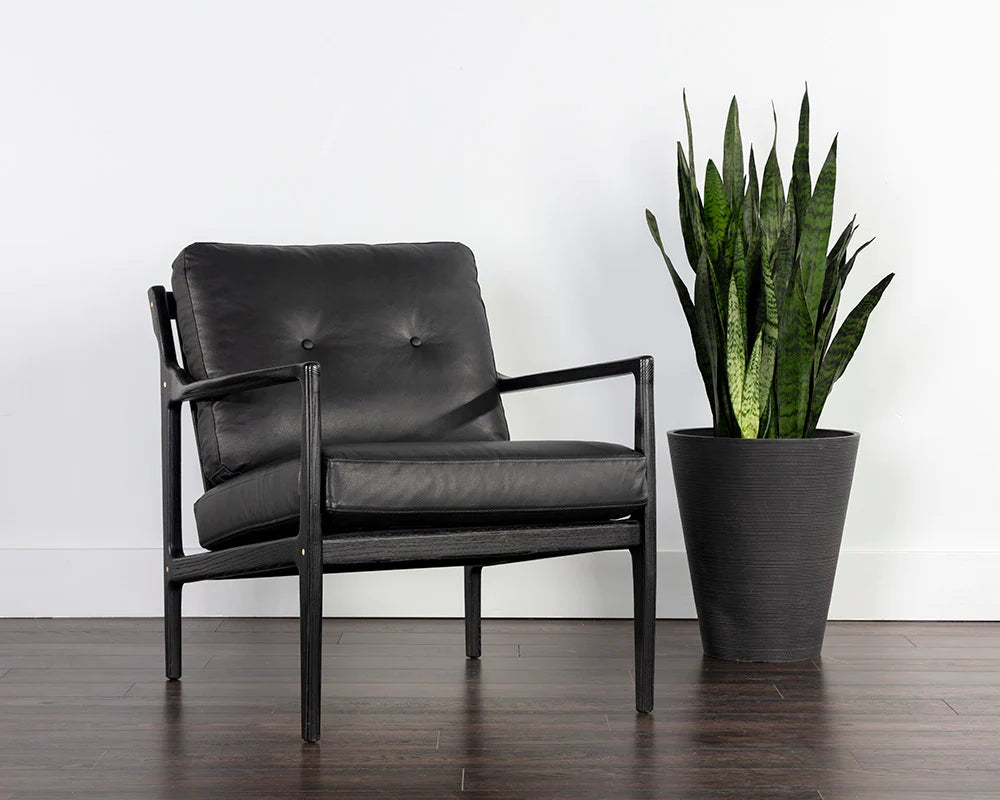 PB-06GIL Leather Lounge Chair  - Black