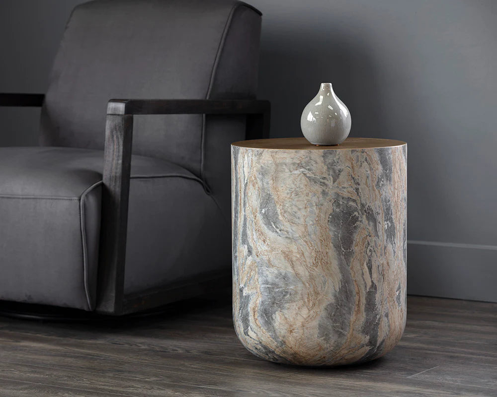 PB-06DIA End Table- Marble Look