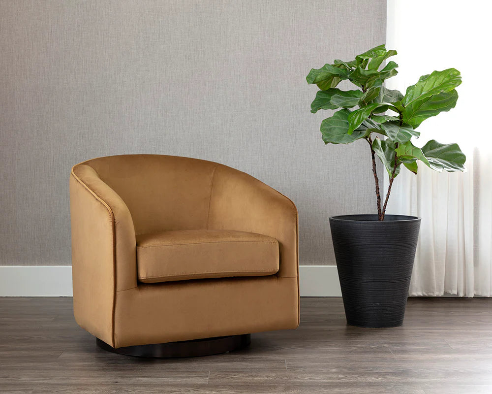 PB-06HAZ Velvet Swivel Chair - Dark Bronze