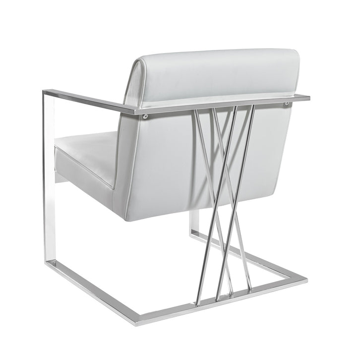 PB-11FAIR Accent Chair- White Faux Leather