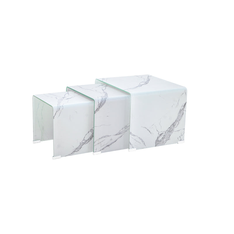 PB-11BENT Nesting Table set of 3- Marble Look- PROMOTION