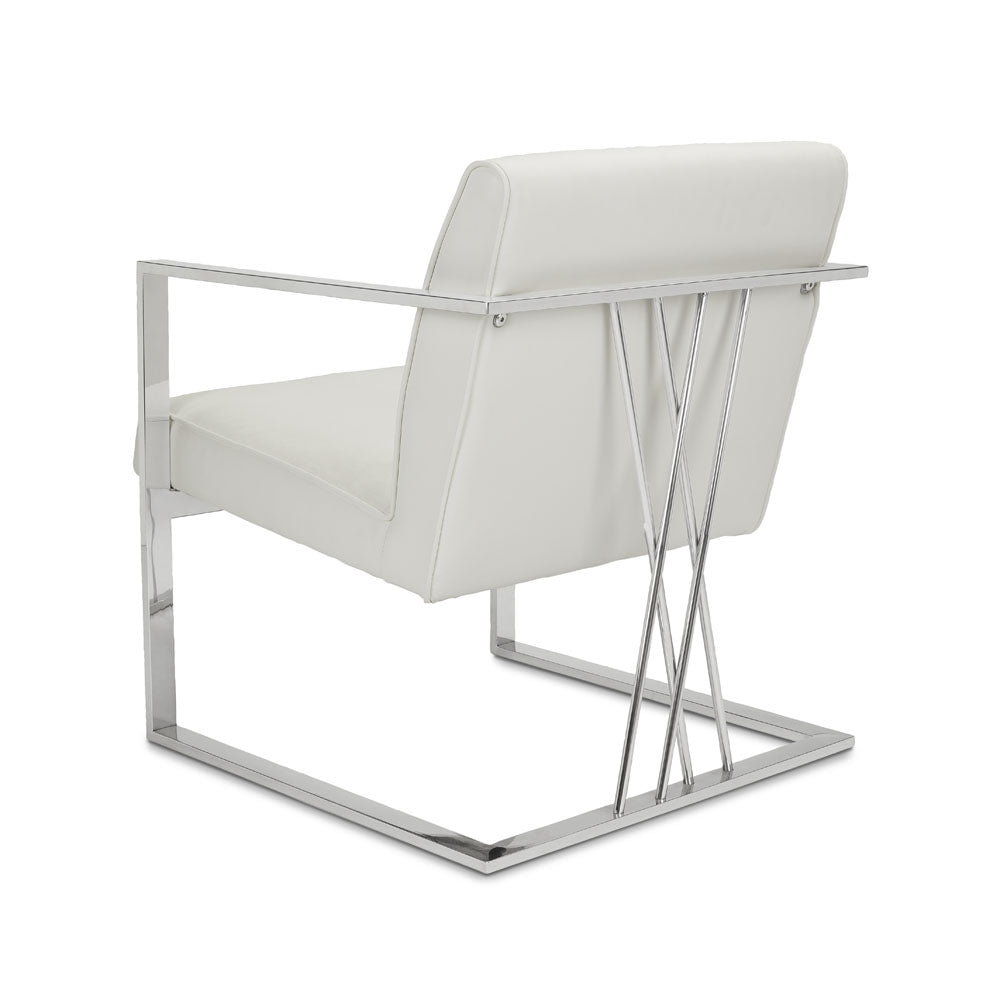 PB-11FAIR Accent Chair- White Faux Leather