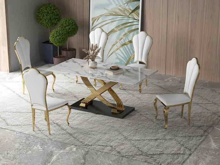 AYLI - 1640 Dining Table- Gold  71 x 36 x 30H