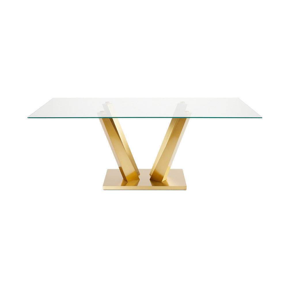 PB-11PAO Rectangular Dining Table -78.5"W- Brushed Gold