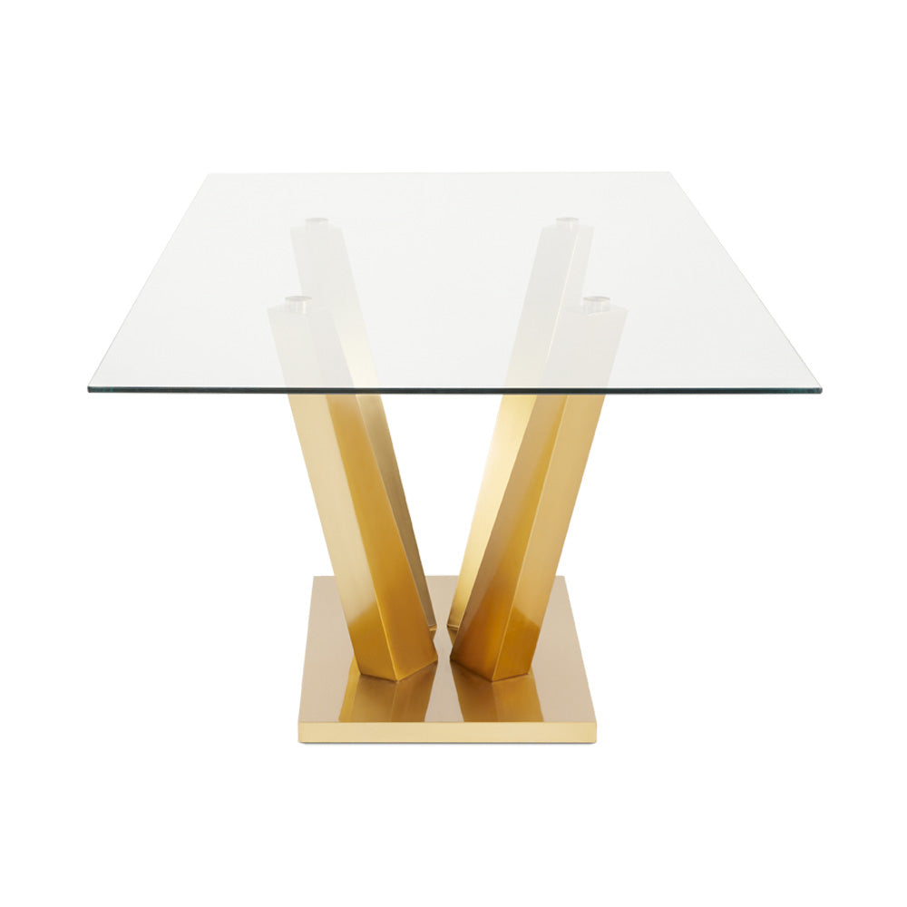 PB-11PAO Rectangular Dining Table -78.5"W- Brushed Gold