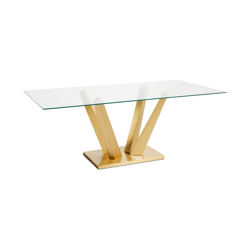 PB-11PAO Rectangular Dining Table -78.5"W- Brushed Gold