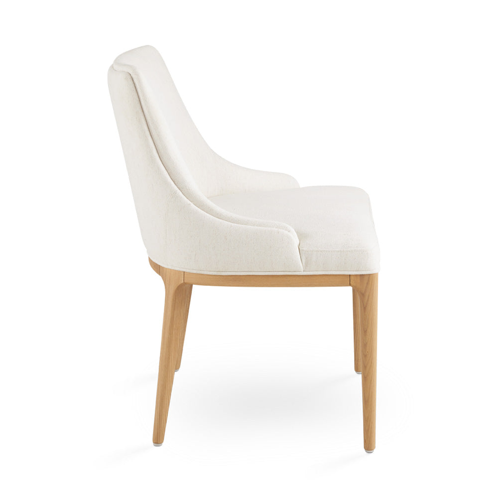 PB-11EVE Dining Chair - Ivory Linen with Light Wood