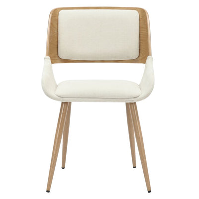 PB-07HUD Dining Chair - Beige Fabric and Natural Metal and Wood