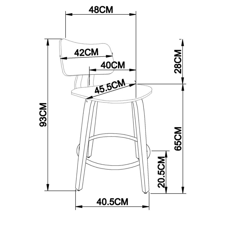 PB-07ZUN Swivel Counter Stool- Walnut