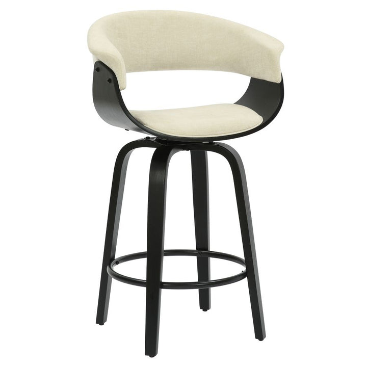 PB-07HOLT Swivel Counter Stool -Beige Fabric & Black