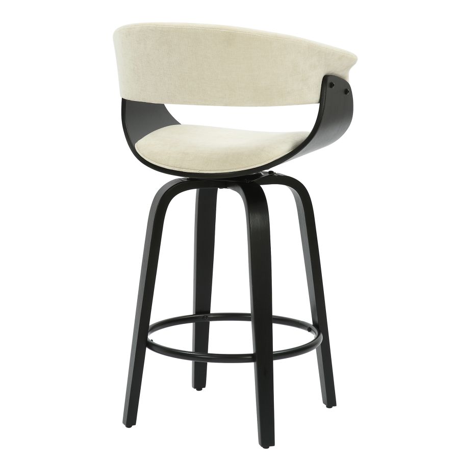 PB-07HOLT Swivel Counter Stool -Beige Fabric & Black