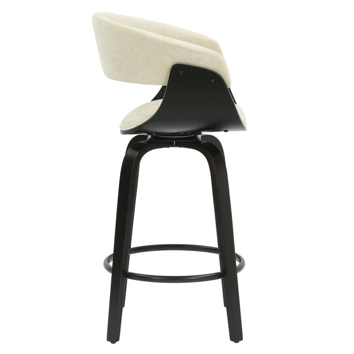 PB-07HOLT Swivel Counter Stool -Beige Fabric & Black