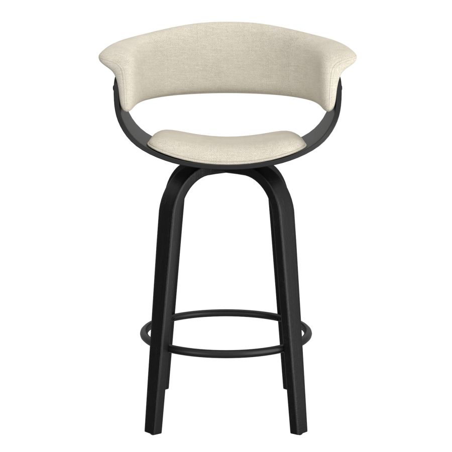 PB-07HOLT Swivel Counter Stool -Beige Fabric & Black