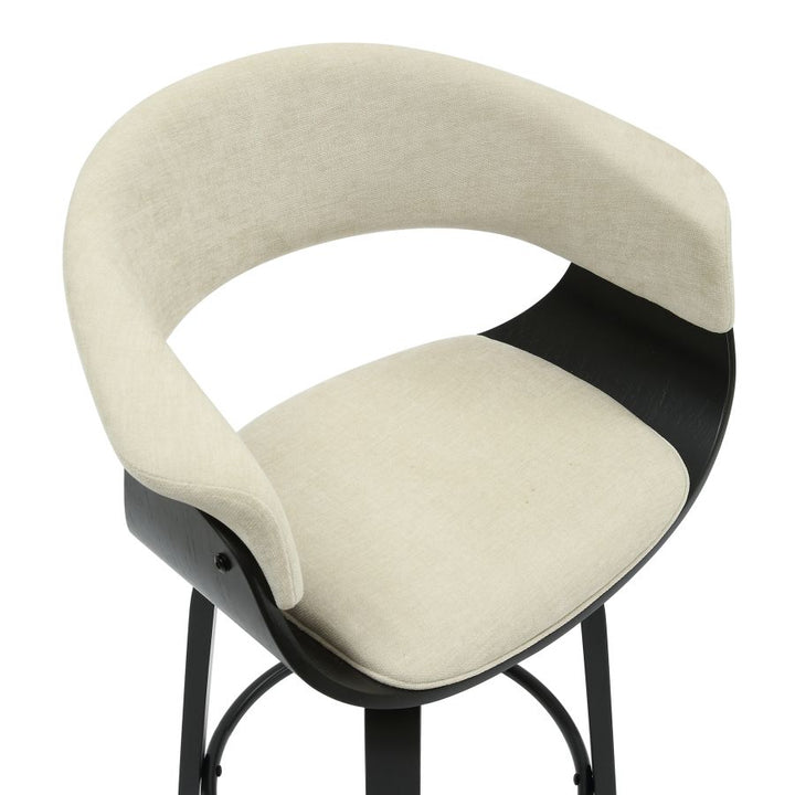 PB-07HOLT Swivel Counter Stool -Beige Fabric & Black