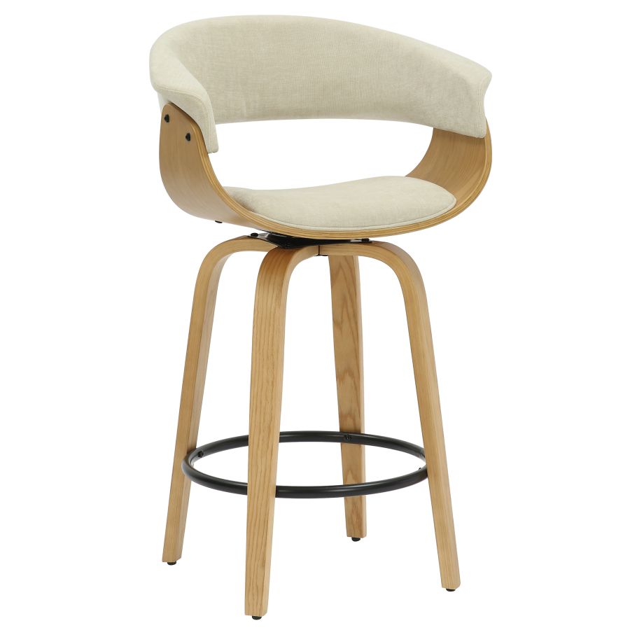 PB-07HOLT Swivel Counter Stool -Beige Fabric & Natural