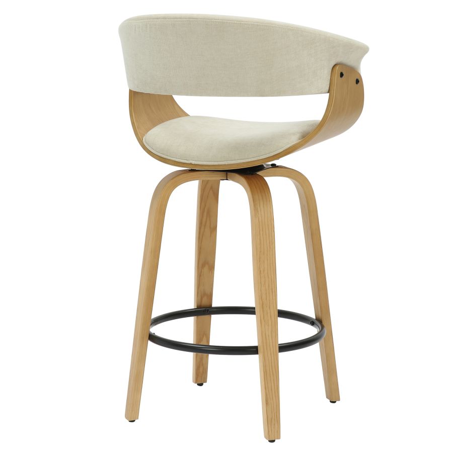 PB-07HOLT Swivel Counter Stool -Beige Fabric & Natural