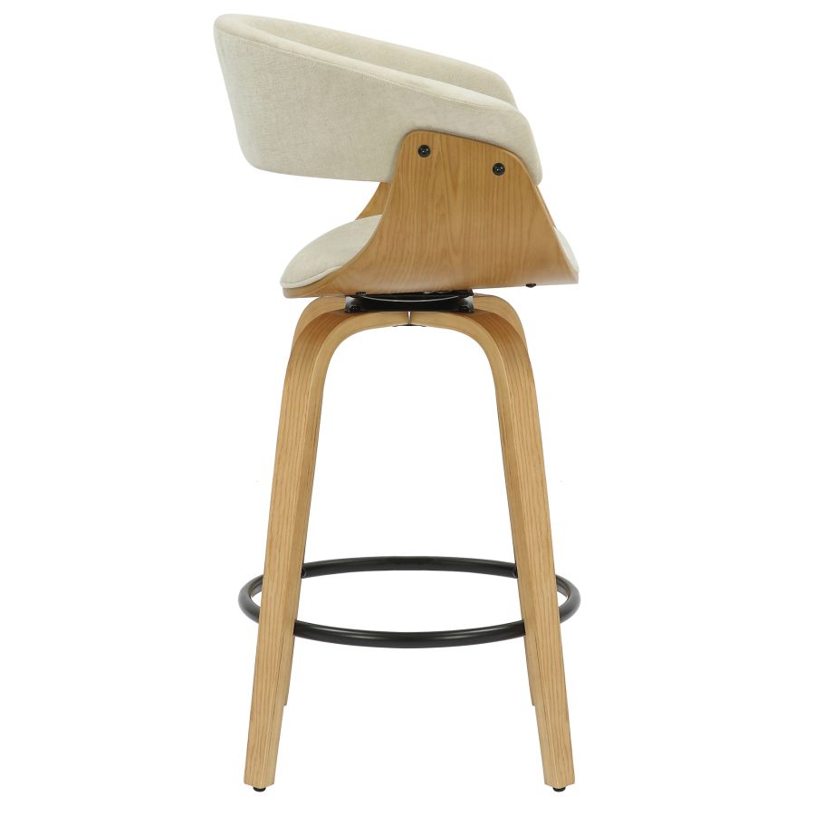 PB-07HOLT Swivel Counter Stool -Beige Fabric & Natural