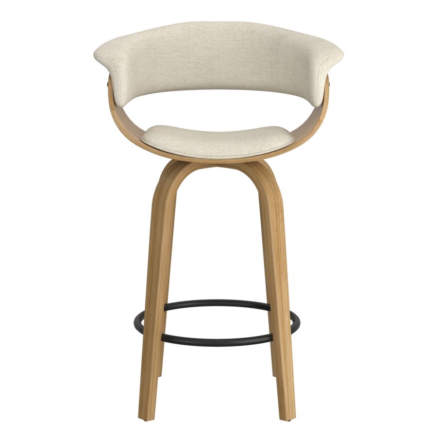 PB-07HOLT Swivel Counter Stool -Beige Fabric & Natural