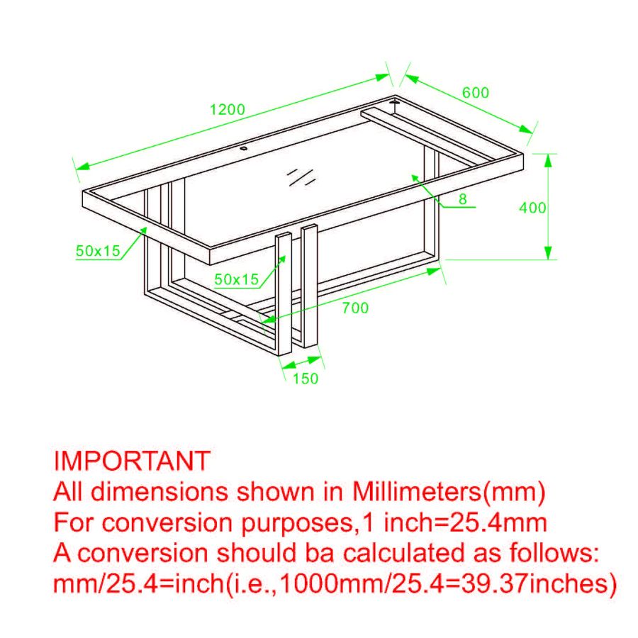 PB-07PAX Rectangular Coffee Table - 47.25W