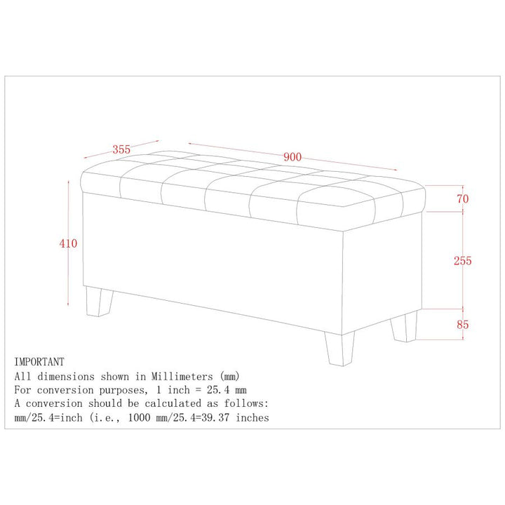 Wide space rectangular storage ottoman