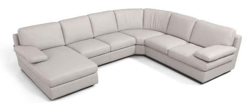 Salerno Leather Sectional Sofa and Chaise- Grey