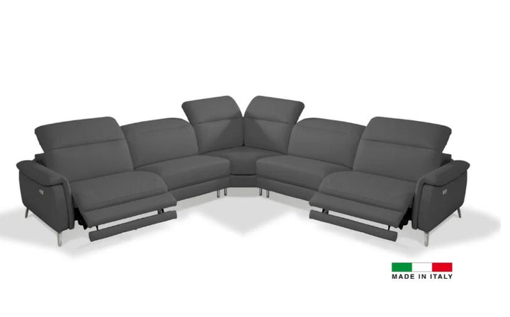 PB-26 Oxford Leather Sectional- 3 Power Recliners