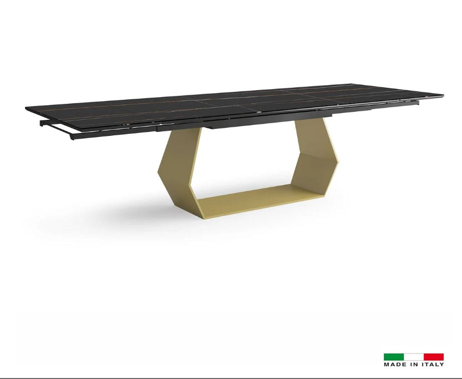 PB-26 Ferraro Ceramic Top Dining Table - Extension - Champagne Base