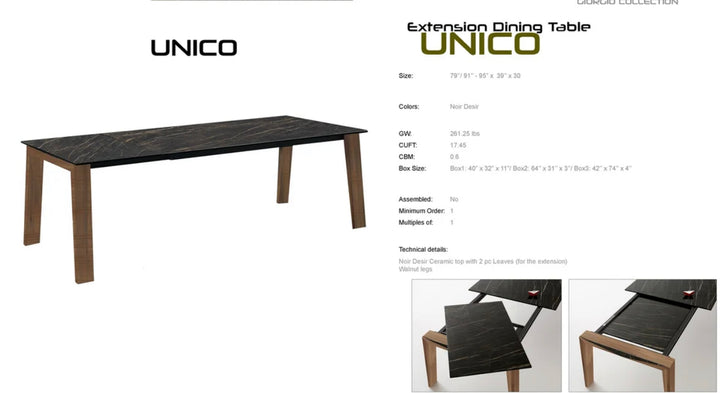 PB-26UNI Ceramic Top Dining Table - Extension**