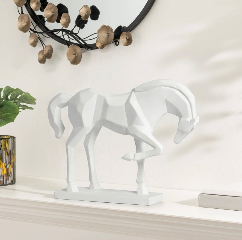 Carved Majestic Prancing Horse Decor Statue