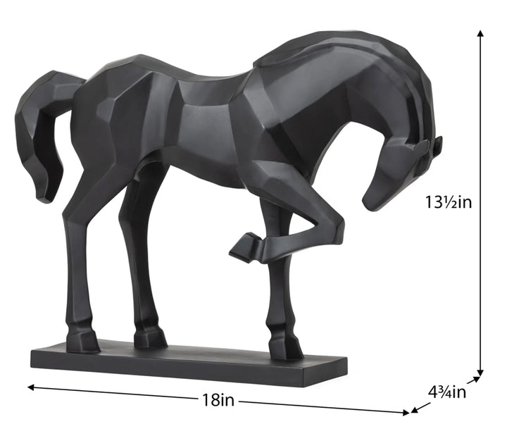 Carved Majestic Prancing Horse Decor Statue