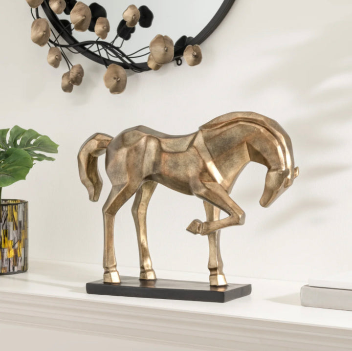 Carved Majestic Prancing Horse Decor Statue