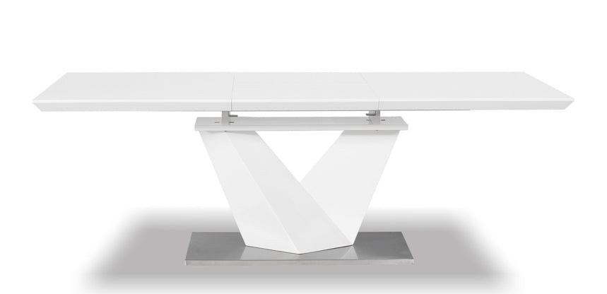 PB-10-7387 Extension Dining Table- White Lacquer Finish- 63/86.6 in