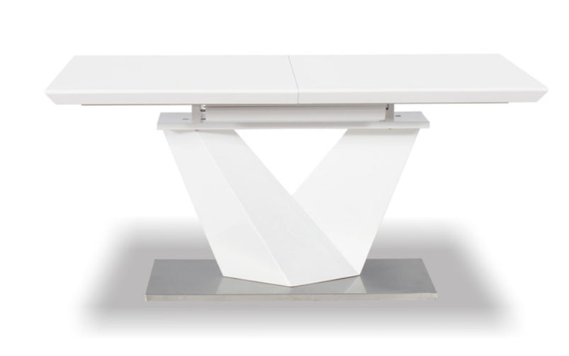 PB-10-7387 Extension Dining Table- White Lacquer Finish- 63/86.6 in