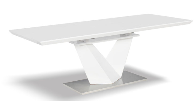 PB-10-7387 Extension Dining Table- White Lacquer Finish- 63/86.6 in