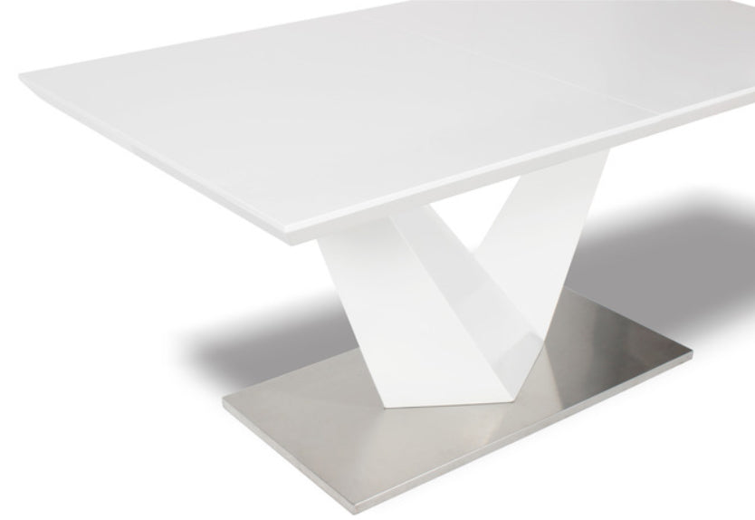 PB-10-7387 Extension Dining Table- White Lacquer Finish- 63/86.6 in