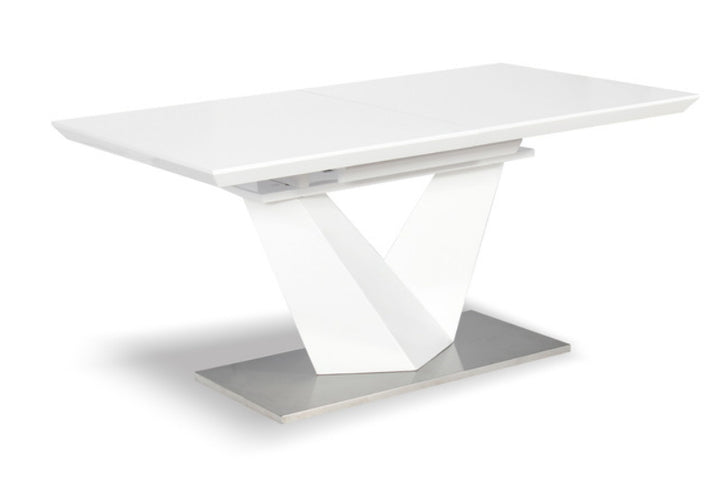 PB-10-7387 Extension Dining Table- White Lacquer Finish- 63/86.6 in