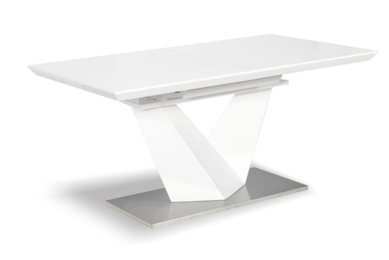PB-10-7387 Extension Dining Table- White Lacquer Finish- 63/86.6 in