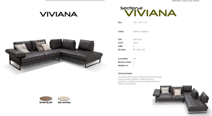 PB-26 Viviana Leather Sectional - LHF or RHF