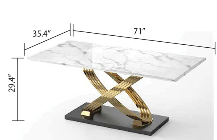 AYLI - 1640 Dining Table- Gold  71 x 36 x 30H